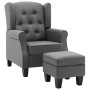 Sillón con taburete reposapiés tela gris claro de vidaXL, Sillones - Ref: Foro24-320151, Precio: 312,20 €, Descuento: %