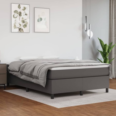 Cama box spring con colchón cuero sintético gris 140x200 cm de vidaXL, Camas y somieres - Ref: Foro24-3144612, Precio: 410,07...