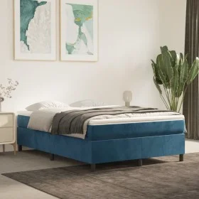 Box spring bed with dark blue velvet mattress 140x190 cm by vidaXL, Beds and slatted bases - Ref: Foro24-3144679, Price: 385,...