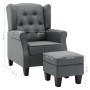 Sillón con taburete reposapiés tela gris claro de vidaXL, Sillones - Ref: Foro24-320151, Precio: 312,20 €, Descuento: %