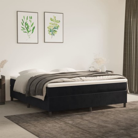 Cama box spring con colchón terciopelo negro 160x200 cm de vidaXL, Camas y somieres - Ref: Foro24-3144689, Precio: 453,56 €, ...