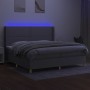 Cama box spring con colchón tela y LED gris claro 200x200 cm de vidaXL, Camas y somieres - Ref: Foro24-3138821, Precio: 636,1...