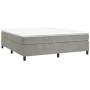 Cama box spring con colchón terciopelo gris claro 200x200 cm de vidaXL, Camas y somieres - Ref: Foro24-3144699, Precio: 497,8...