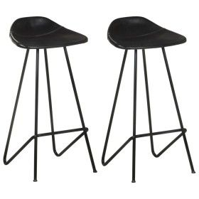 Taburetes de cocina 2 unidades cuero auténtico negro de vidaXL, Taburetes de cocina - Ref: Foro24-320641, Precio: 151,76 €, D...