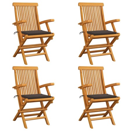 Sillas de jardín 4 uds madera teca con cojines gris taupe en Sillas de jardín | Comprar online en Foru.es