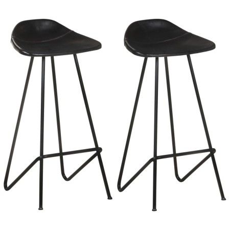 Taburetes de cocina 2 unidades cuero auténtico negro de vidaXL, Taburetes de cocina - Ref: Foro24-320641, Precio: 151,76 €, D...