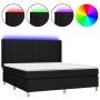 Cama box spring colchón y luces LED tela negro 160x200 cm de vidaXL, Camas y somieres - Ref: Foro24-3138887, Precio: 611,41 €...