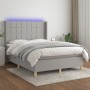 Cama box spring colchón y luces LED tela gris claro 140x200 cm de vidaXL, Camas y somieres - Ref: Foro24-3138877, Precio: 528...