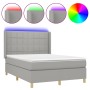 Cama box spring colchón y luces LED tela gris claro 140x200 cm de vidaXL, Camas y somieres - Ref: Foro24-3138877, Precio: 528...