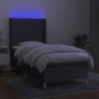 Cama box spring colchón y luces LED tela gris oscuro 90x200 cm de vidaXL, Camas y somieres - Ref: Foro24-3138846, Precio: 374...