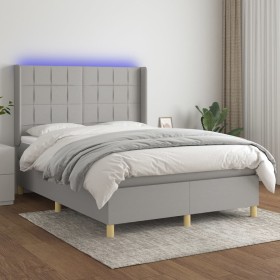 Cama box spring colchón y luces LED tela gris claro 140x190 cm de vidaXL, Camas y somieres - Ref: Foro24-3138869, Precio: 531...