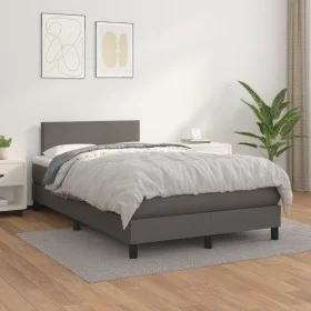 Cama box spring con colchón cuero sintético gris 120x200 cm de vidaXL, Camas y somieres - Ref: Foro24-3140997, Precio: 364,85...