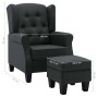 Sillón con taburete reposapiés tela gris oscuro de vidaXL, Sillones - Ref: Foro24-320152, Precio: 240,31 €, Descuento: %