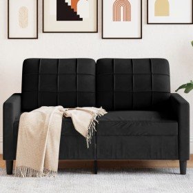 Sofá de 2 plazas terciopelo negro 120 cm en Sofás | Comprar online en Foru.es
