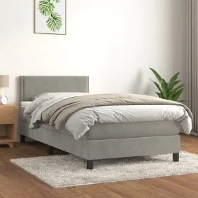 Box spring bed with light gray velvet mattress 80x200 cm by vidaXL, Beds and slatted bases - Ref: Foro24-3141209, Price: 268,...