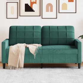 Sofá de 2 plazas de terciopelo verde oscuro 140 cm en Sofás | Comprar online en Foru.es