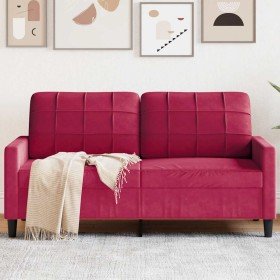 Sofá de 2 plazas de terciopelo rojo tinto 140 cm en Sofás | Comprar online en Foru.es