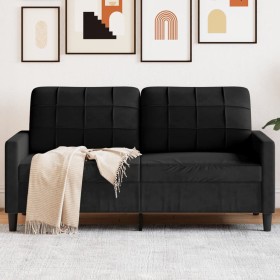 Sofá de 2 plazas terciopelo negro 140 cm en Sofás | Comprar online en Foru.es