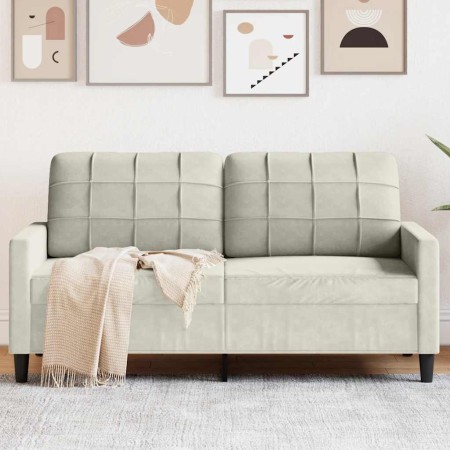 Sofá de 2 plazas terciopelo color crema 140 cm en Sofás | Comprar online en Foru.es