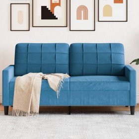 Sofá de 2 plazas terciopelo azul 140 cm en Sofás | Comprar online en Foru.es
