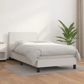 Cama box spring con colchón cuero sintético blanco 90x190 cm de vidaXL, Camas y somieres - Ref: Foro24-3140976, Precio: 334,3...