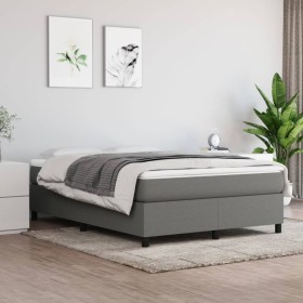 Estructura de cama de tela gris oscuro 140x190 cm de vidaXL, Camas y somieres - Ref: Foro24-3120855, Precio: 122,84 €, Descue...