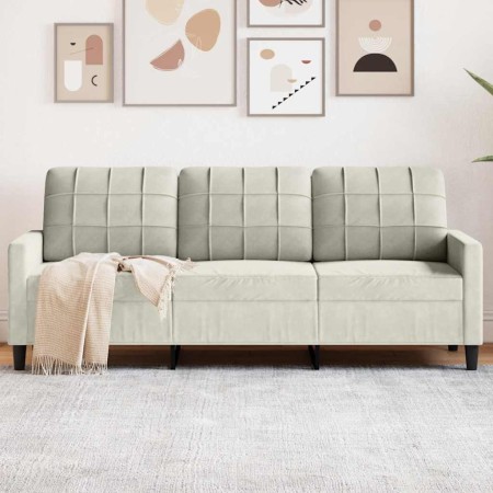 Sofá de 3 plazas terciopelo color crema 180 cm en Sofás | Comprar online en Foru.es