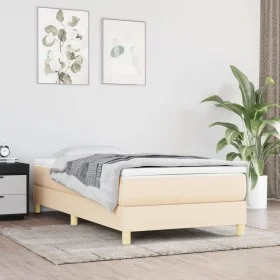 Cream fabric bed frame 90x190 cm by vidaXL, Beds and slatted bases - Ref: Foro24-3120579, Price: 74,56 €, Discount: %
