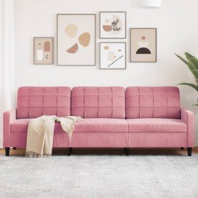 Sofá de 3 plazas terciopelo rosa 210 cm en Sofás | Comprar online en Foru.es