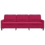 Sofá de 3 plazas de terciopelo rojo tinto 210 cm en Sofás | Comprar online en Foru.es