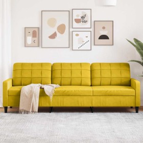 Sofá de 3 plazas terciopelo amarillo 210 cm en Sofás | Comprar online en Foru.es