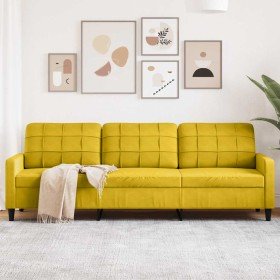 Sofá de 3 plazas terciopelo amarillo 210 cm en Sofás | Comprar online en Foru.es