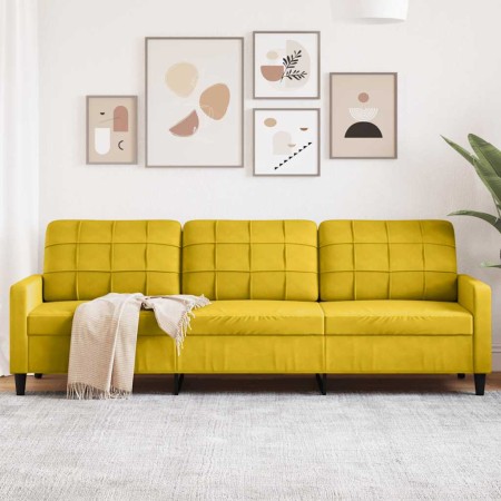Sofá de 3 plazas terciopelo amarillo 210 cm en Sofás | Comprar online en Foru.es