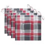 Sillas de jardín 4 uds madera teca con cojines a cuadros rojos en Sillas de jardín | Comprar online en Foru.es