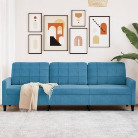 Sofá de 3 plazas terciopelo azul 210 cm en Sofás | Comprar online en Foru.es