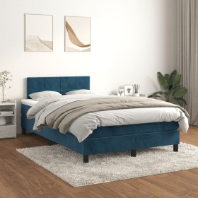 Cama box spring con colchón terciopelo azul oscuro 120x200 cm de vidaXL, Camas y somieres - Ref: Foro24-3141297, Precio: 404,...