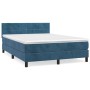 Cama box spring con colchón terciopelo azul oscuro 140x190 cm de vidaXL, Camas y somieres - Ref: Foro24-3141303, Precio: 395,...