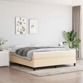 Estructura de cama de tela color crema 160x200 cm de vidaXL, Camas y somieres - Ref: Foro24-3120875, Precio: 132,23 €, Descue...