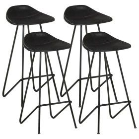 Taburetes de cocina 4 unidades cuero auténtico negro de vidaXL, Taburetes de cocina - Ref: Foro24-320642, Precio: 218,01 €, D...