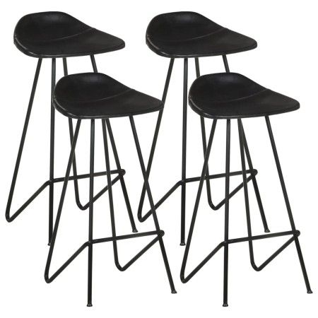 Taburetes de cocina 4 unidades cuero auténtico negro de vidaXL, Taburetes de cocina - Ref: Foro24-320642, Precio: 218,01 €, D...