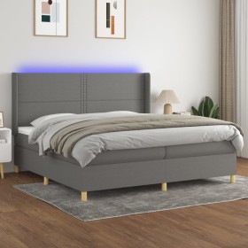 Cama box spring colchón y luces LED tela gris claro 200x200 cm de vidaXL, Camas y somieres - Ref: Foro24-3138822, Precio: 625...