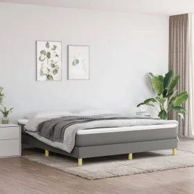 Estructura de cama de tela gris oscuro 160x200 cm de vidaXL, Camas y somieres - Ref: Foro24-3120623, Precio: 103,61 €, Descue...