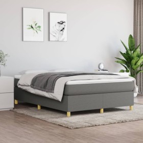 Estructura de cama de tela gris oscuro 140x190 cm de vidaXL, Camas y somieres - Ref: Foro24-3120954, Precio: 114,76 €, Descue...