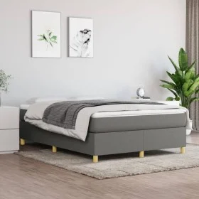 Estructura de cama de tela gris oscuro 140x190 cm de vidaXL, Camas y somieres - Ref: Foro24-3120954, Precio: 108,92 €, Descue...