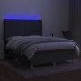 Cama box spring colchón y luces LED tela gris oscuro 140x190 cm de vidaXL, Camas y somieres - Ref: Foro24-3138790, Precio: 50...