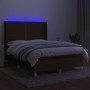 Cama box spring colchón luces LED tela marrón oscuro 140x200cm de vidaXL, Camas y somieres - Ref: Foro24-3138800, Precio: 499...