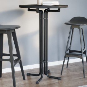 Mesa alta de comedor madera ingeniería y acero negro Ø70x110 cm en Mesas de comedor | Comprar online en Foru.es