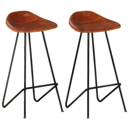 Taburetes de barra de cocina 2 uds cuero auténtico marrón de vidaXL, Taburetes de cocina - Ref: Foro24-320643, Precio: 141,58...