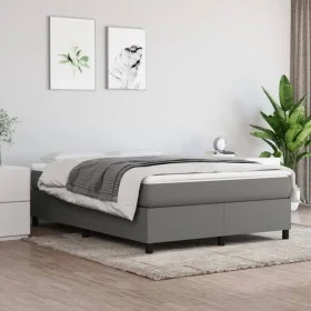 Estructura de cama de tela gris oscuro 140x200 cm de vidaXL, Camas y somieres - Ref: Foro24-3120863, Precio: 111,94 €, Descue...