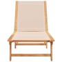 Tumbona de madera maciza de acacia y textileno crema en Tumbonas | Comprar online en Foru.es